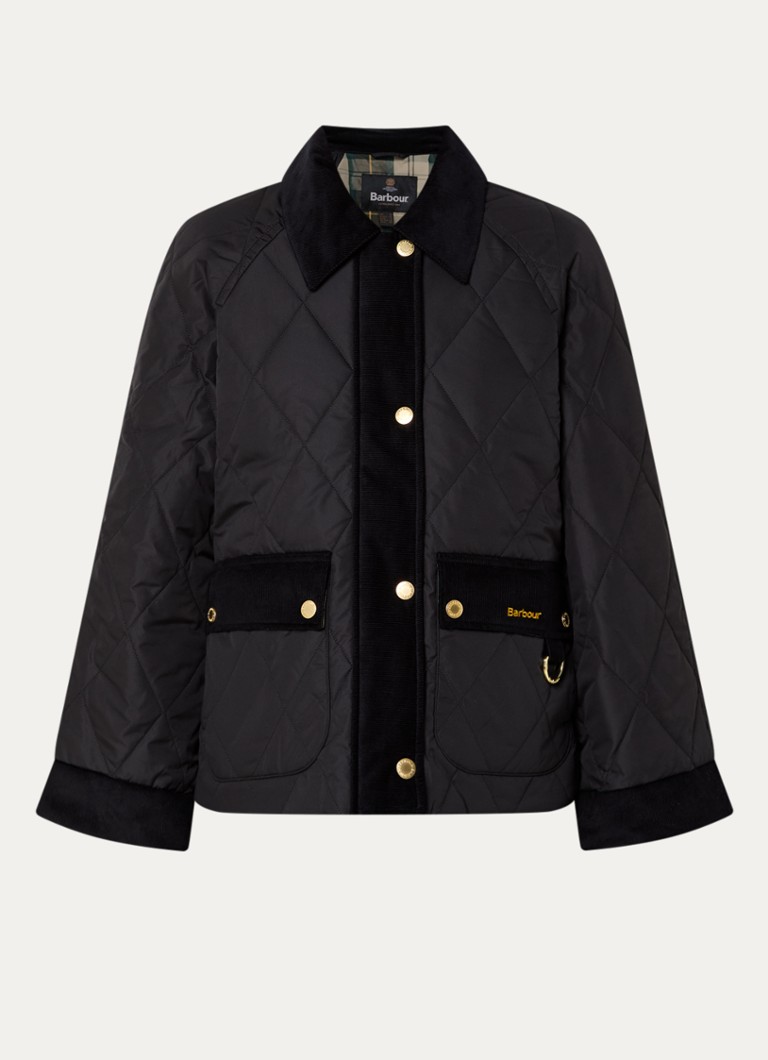 Barbour Dames Kilnwick A-lijn barn jack met quilt patroon in de kleur Zwart, maat: 34