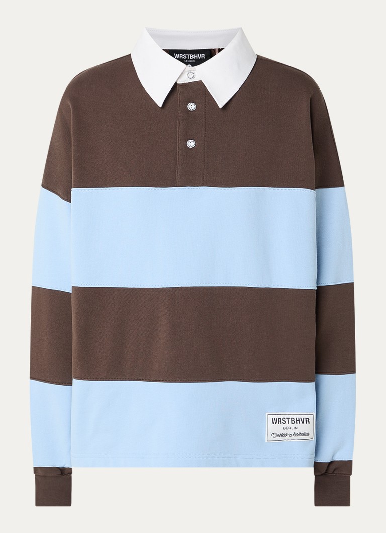 WRSTBHVR Dames Geri oversized polo met streepprint in de kleur Bruin, maat: XS
