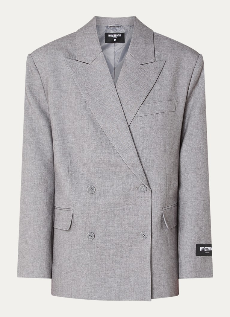 WRSTBHVR Dames Amal oversized blazer met klepzakken in de kleur Grijsmele, maat: XS