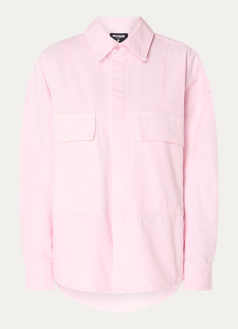WRSTBHVR Dames Bets blouse van denim met borstzakken in de kleur Lichtroze, maat: L