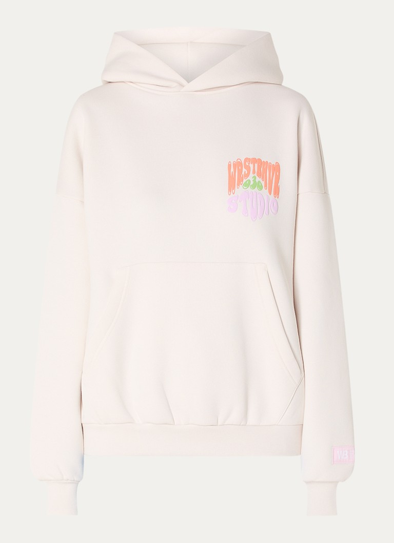 WRSTBHVR Dames Flynn hoodie met front- en backprint in de kleur Gebroken wit, maat: M
