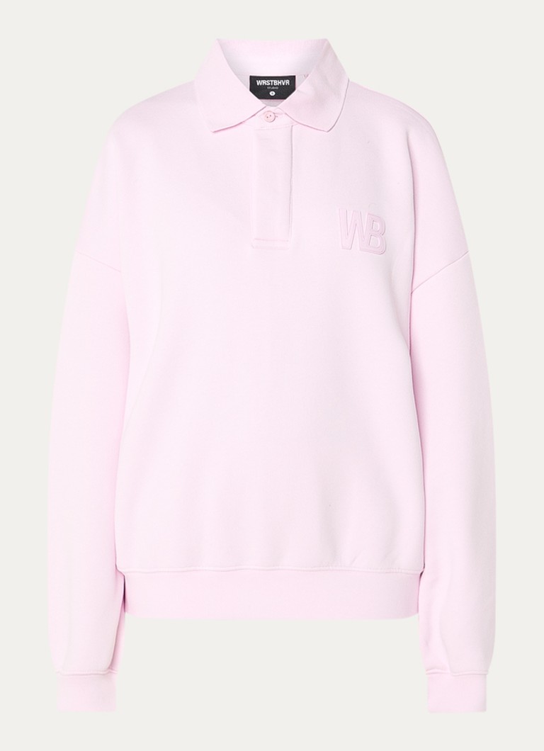 WRSTBHVR Dames Frido sweater met polokraag en 3D logo in de kleur Lichtroze, maat: L