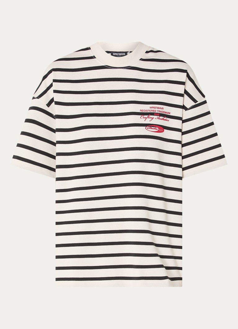 WRSTBHVR Dames Rodolfo T-shirt met front- en backprint in de kleur Gebroken wit, maat: L