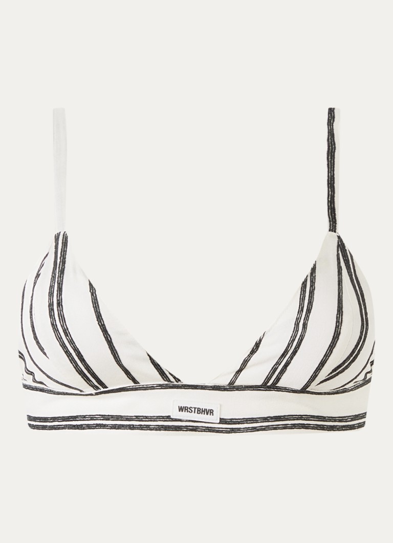 WRSTBHVR Dames Tavina bikinitop met uitneembare vulling en streepprint in de kleur Wit, maat: S