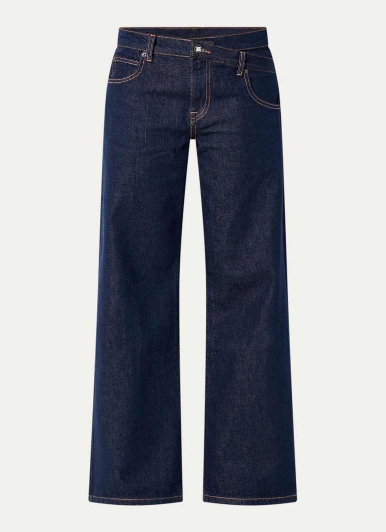 WRSTBHVR Dames Meg mid waist wide fit jeans met donkere wassing in de kleur Blauw, maat: W28/L32