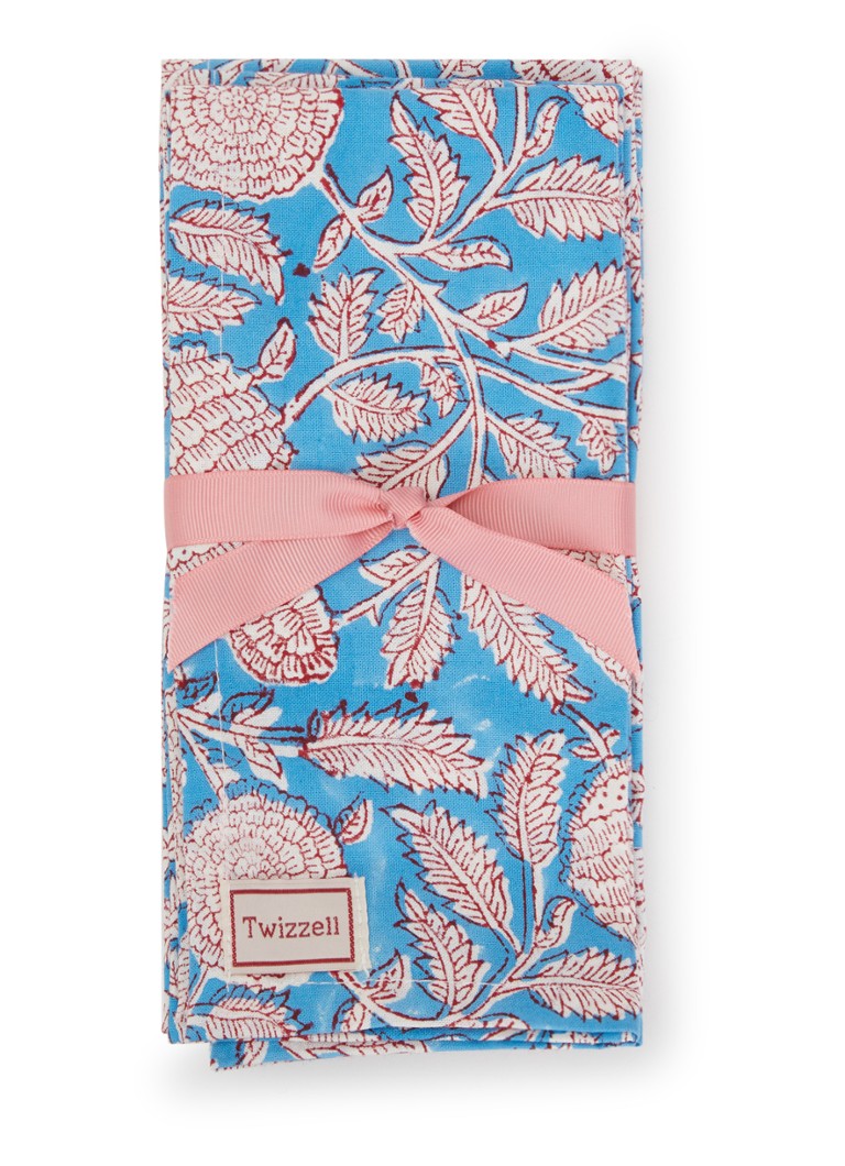 Twizzell Ocean Breeze servet van katoen 45 x 45 cm set van 4 Blauw - Deal