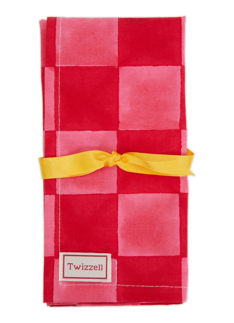 Twizzell Checkerboard servetten 45 x 45 cm set van 4 Donkerroze - Deal