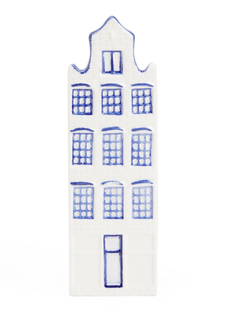 Heinen Delfts Blauw Huisje 3 Verhoogde Halsgevel vaas 16,5 cm Blauw - Deal