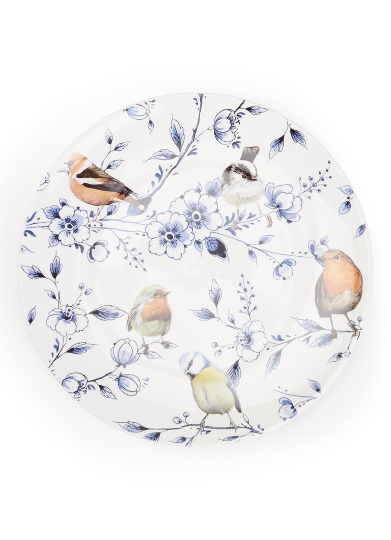 Heinen Delfts Blauw Bosvogels met bloesem wandbord 31 cm Wit - Deal
