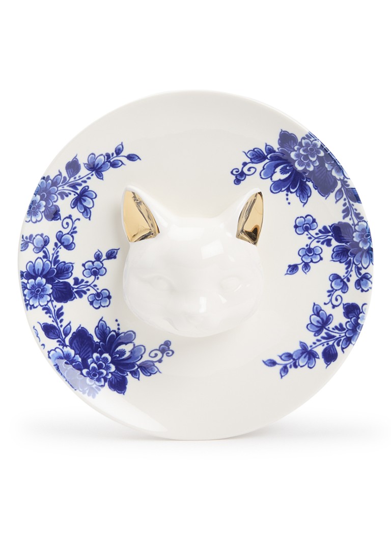 Heinen Delfts Blauw Kat 3D wandbord 20 cm Blauw - Deal