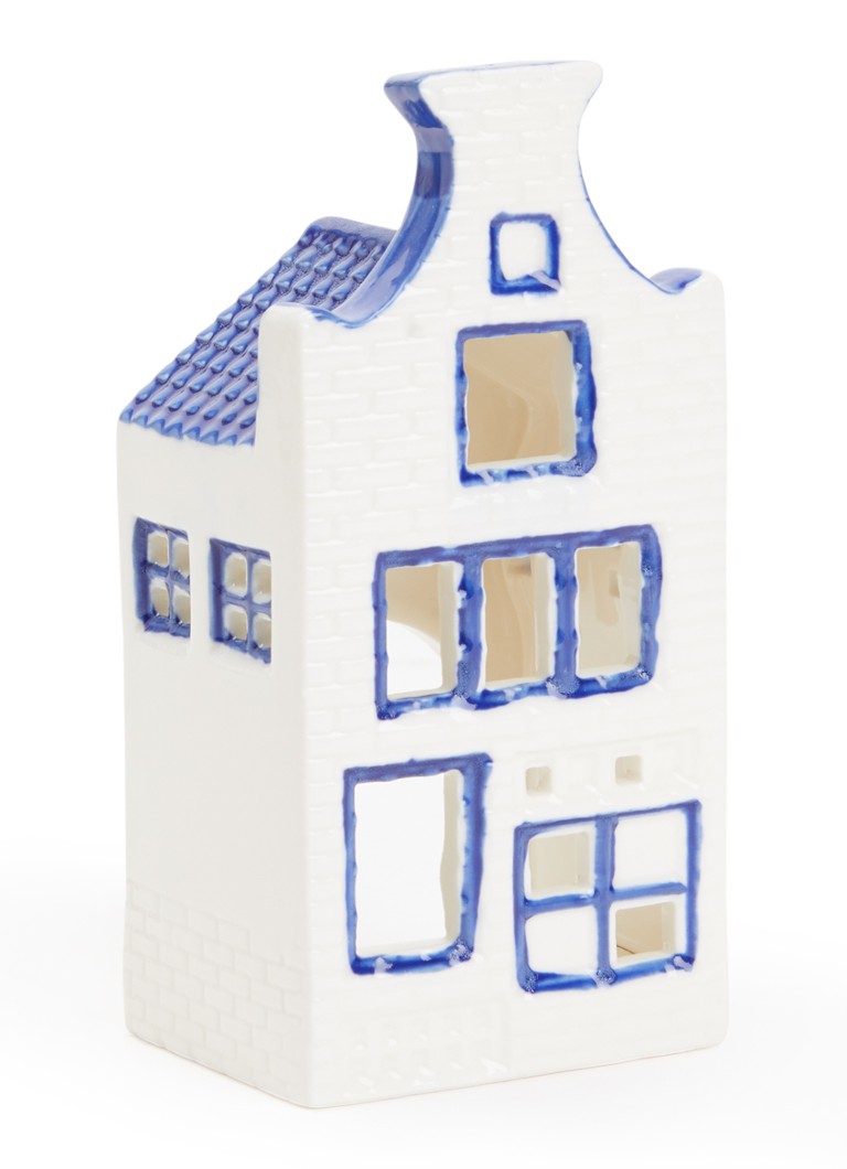 Heinen Delfts Blauw Huisje Halsgevel waxinelichthouder Royalblauw - Deal
