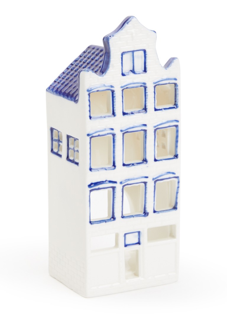 Heinen Delfts Blauw Huisje Halsgevel waxinelichthouder Blauw - Deal