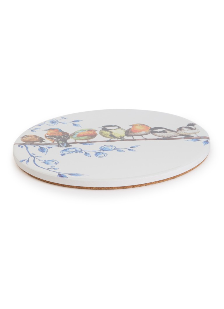 Heinen Delfts Blauw Bosvogels panonderzetter 18 cm Wit - Deal