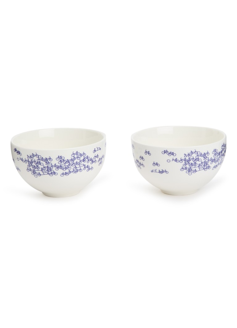 Heinen Delfts Blauw De Blauwe Fiets kom 10 cm set van 2 Blauw - Deal