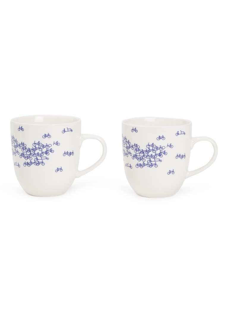 Heinen Delfts Blauw De Blauwe Fiets mok 35 cl set van 2 Blauw - Deal