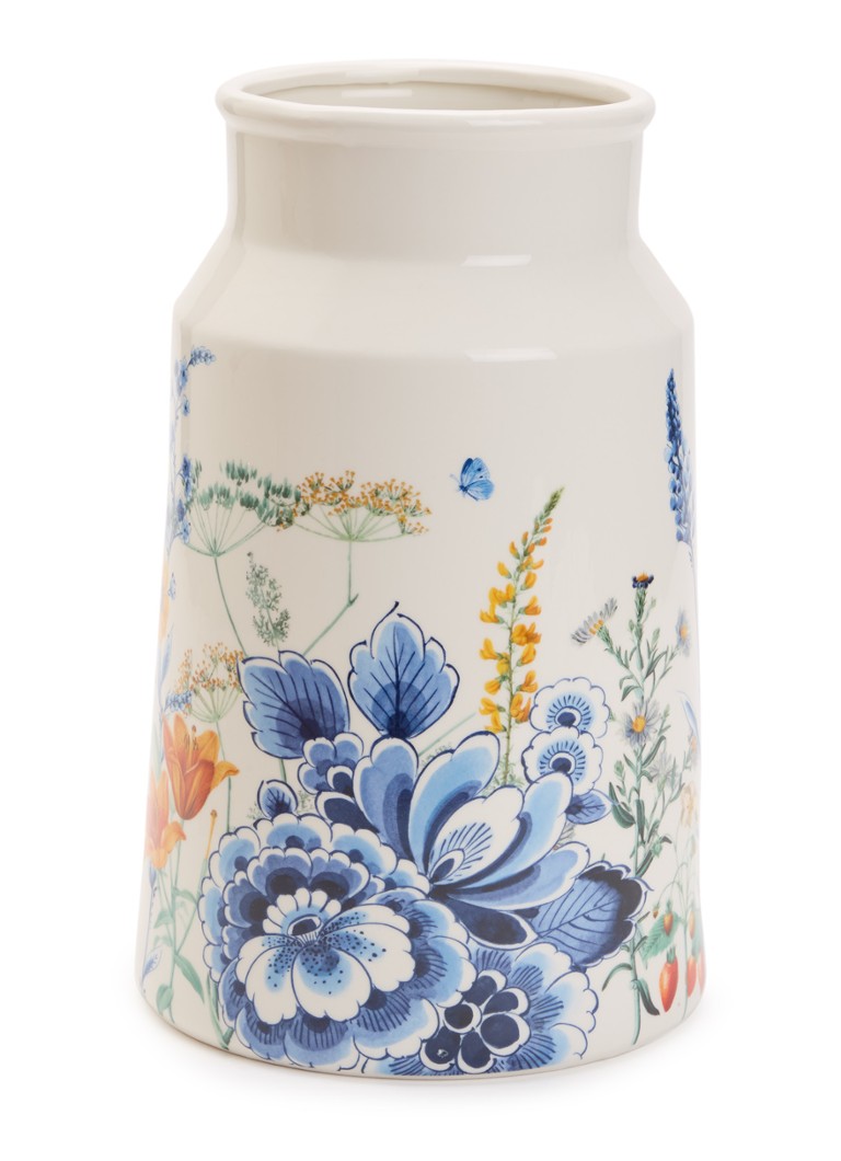 Heinen Delfts Blauw Vaas 30 cm Gebroken wit - Deal