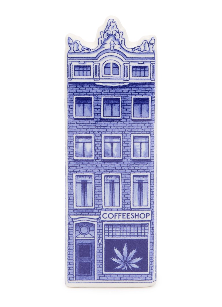 Heinen Delfts Blauw Coffeeshop Grachtenpand ornament 14 cm Blauw - Deal