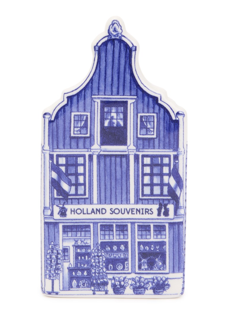 Heinen Delfts Blauw Holland Souvenirs Grachtenpand ornament 12,5 cm Blauw - Deal