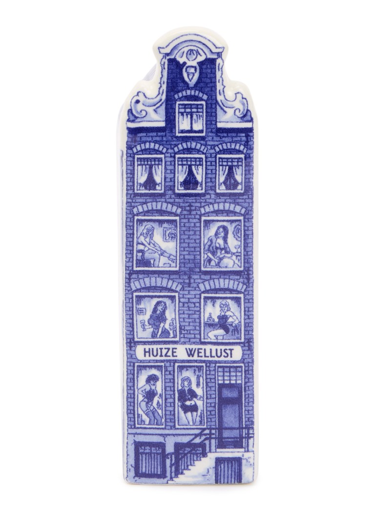Heinen Delfts Blauw Huize Wellust Grachtenpand ornament 14 cm Blauw - Deal