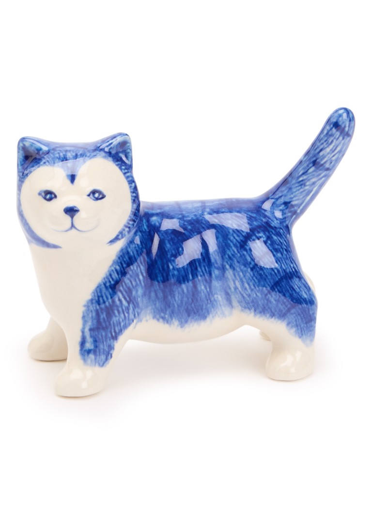 Heinen Delfts Blauw Poes ornament 9 cm Blauw - Deal