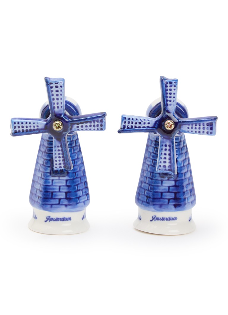 Heinen Delfts Blauw Windmolen peper- en zoutstel 2-delig 7 cm Blauw - Deal