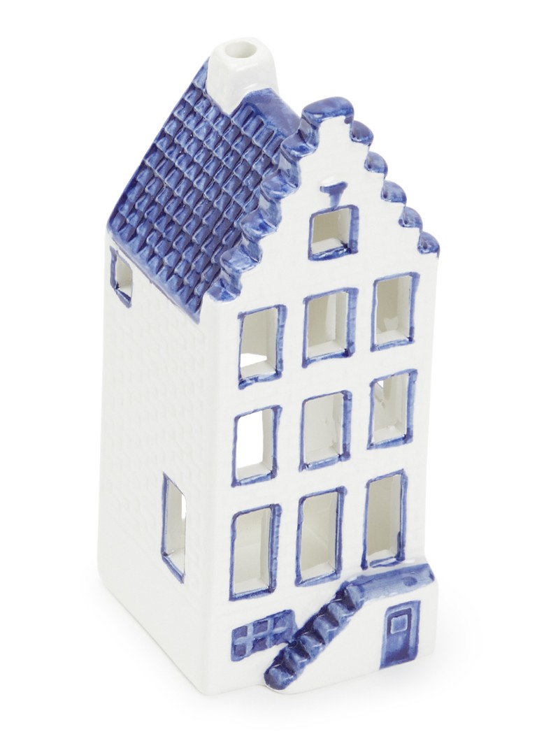 Heinen Delfts Blauw Amsterdam waxinelichthouder 14 cm Blauw - Deal