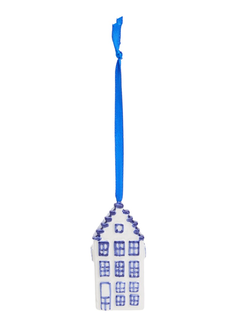 Heinen Delfts Blauw Grachtenhuisje kersthanger 7,5 cm Blauw - Deal