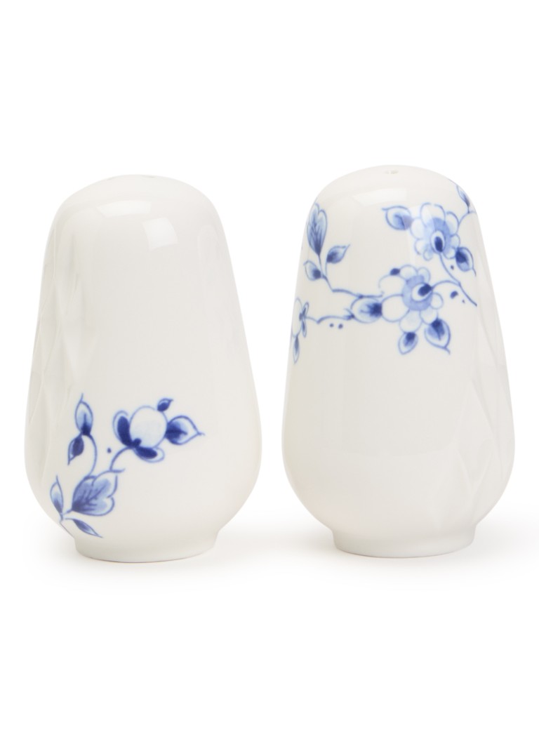 Heinen Delfts Blauw Blauw Vouw peper- en zoutstel 9 cm 2-delig Wit - Deal