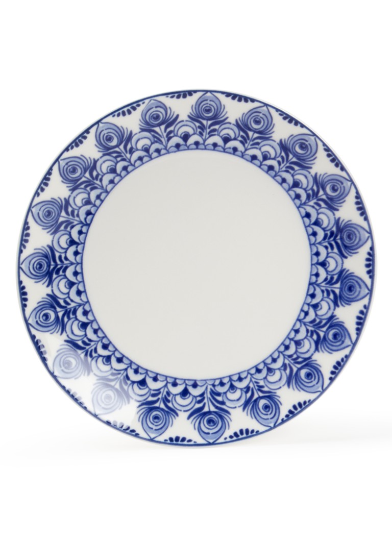 Heinen Delfts Blauw Paauw Blauw gebaksbordje 15 cm Wit - Deal