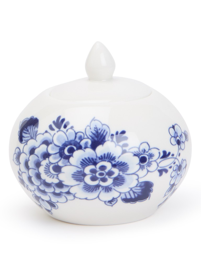 Heinen Delfts Blauw Paauw Blauw suikerpot 10 cm Wit - Deal