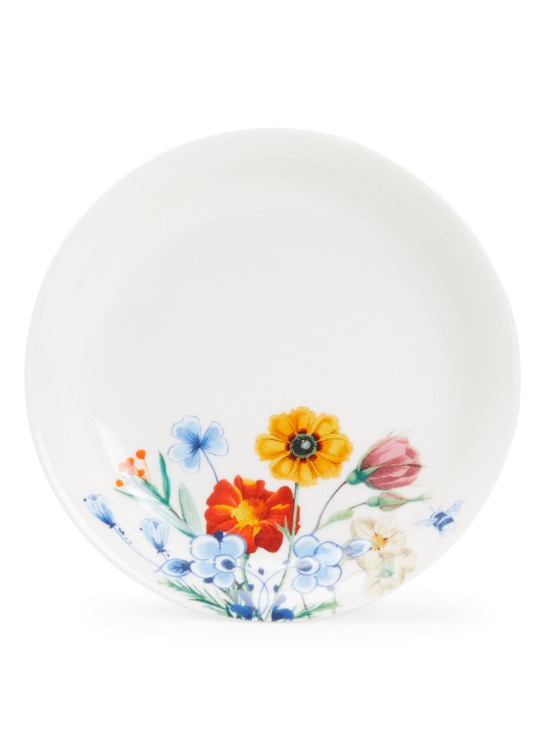 Heinen Delfts Blauw Wildbloemen gebaksbordje 12 cm Wit - Deal