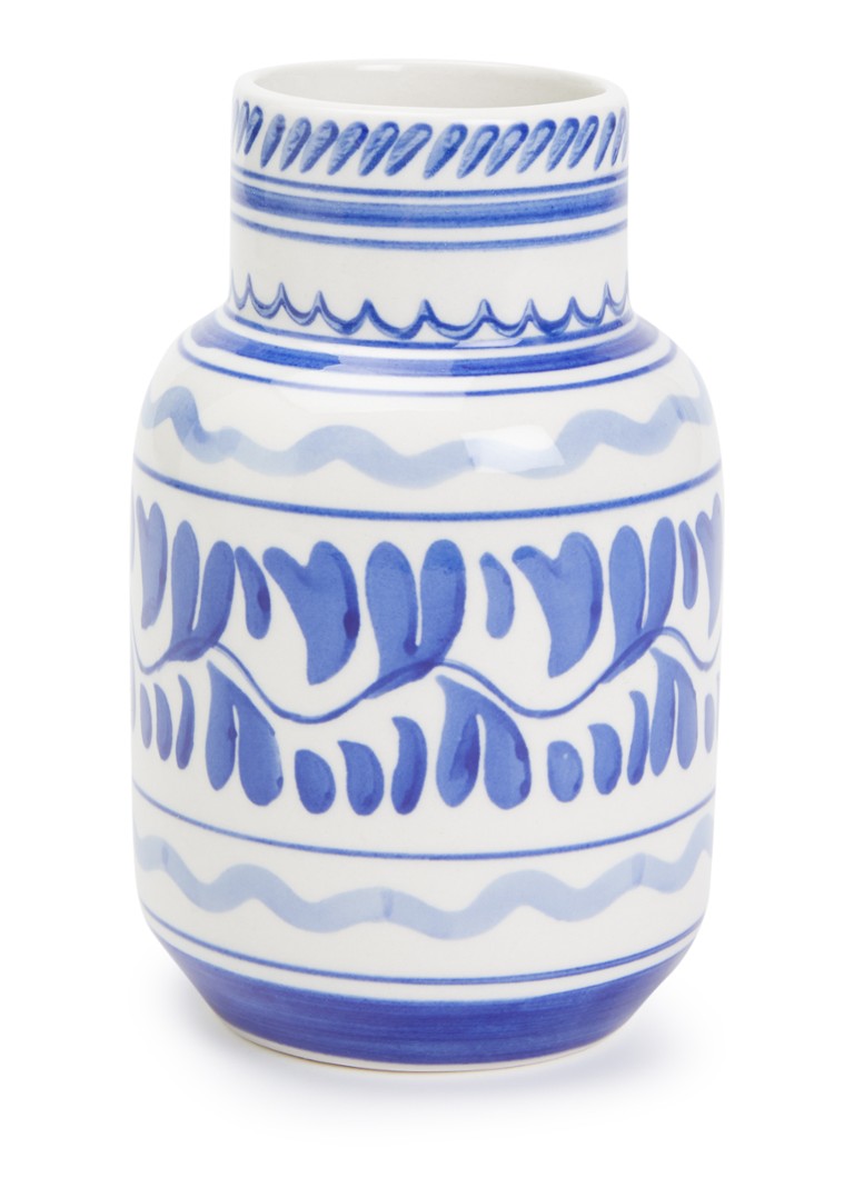 Heinen Delfts Blauw Majolica vaas 15,5 cm Wit - Deal