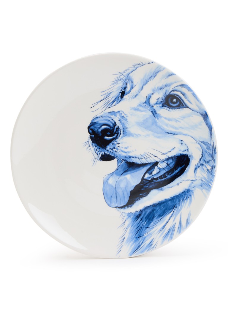 Heinen Delfts Blauw Golden Retriever wandbord 26,5 cm Wit - Deal