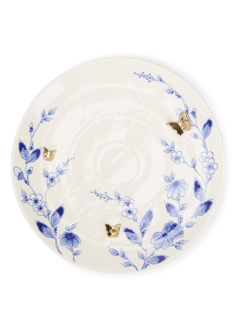 Heinen Delfts Blauw Vlindergoud wandbord 26,5 cm Wit - Deal