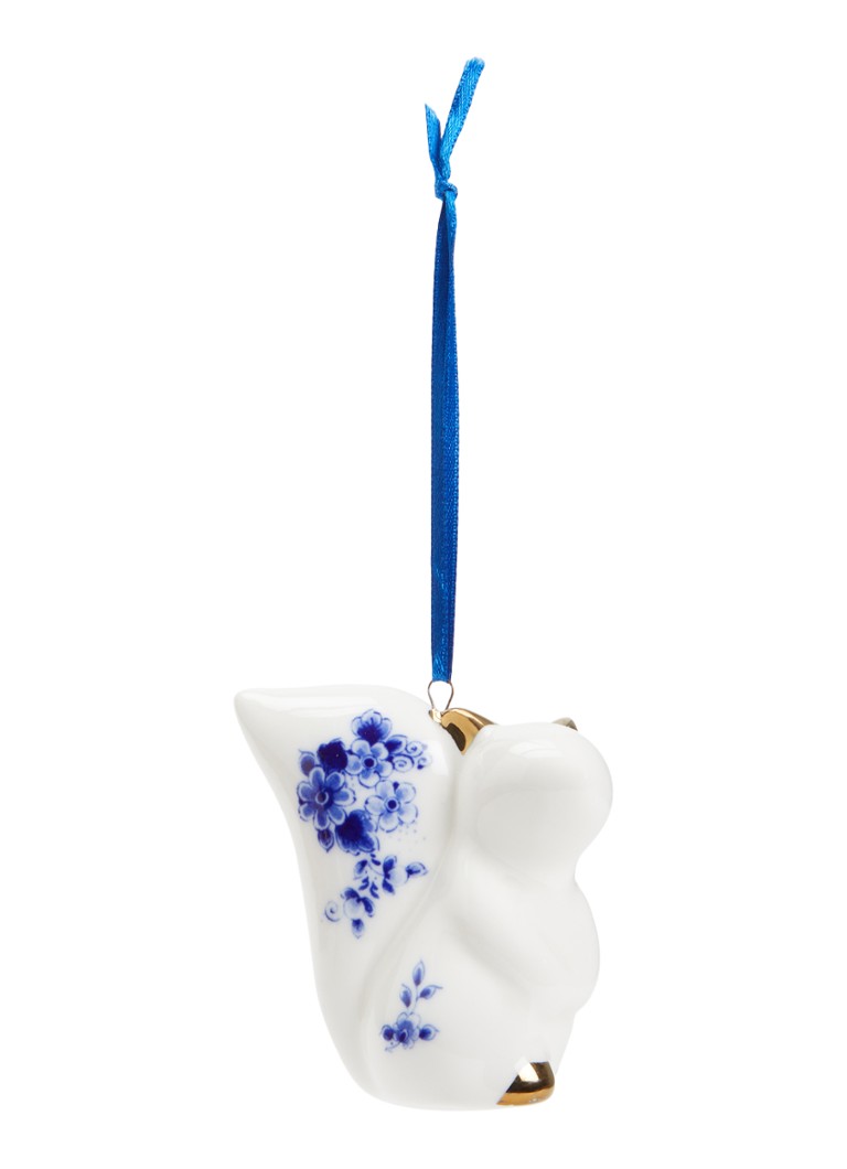 Heinen Delfts Blauw Eekhoorn kersthanger 7 cm Gebroken wit - Deal