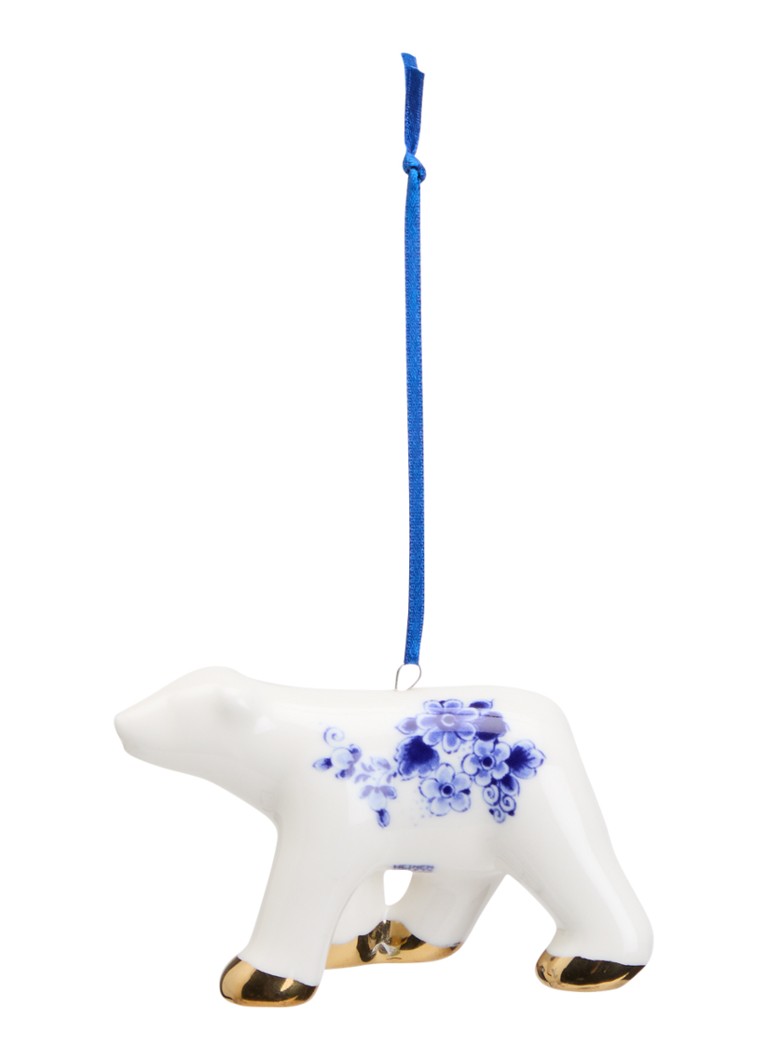 Heinen Delfts Blauw Ijsbeer kersthanger 6 cm Gebroken wit - Deal