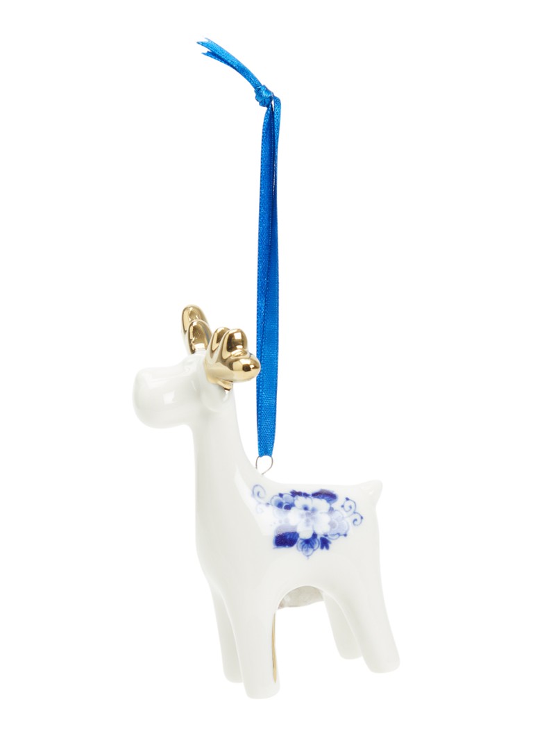 Heinen Delfts Blauw Kariboe kersthanger 10 cm Gebroken wit - Deal