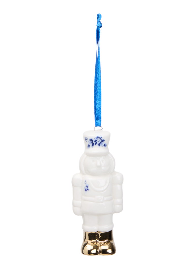 Heinen Delfts Blauw Notenkraker kersthanger 9,5 cm Gebroken wit - Deal