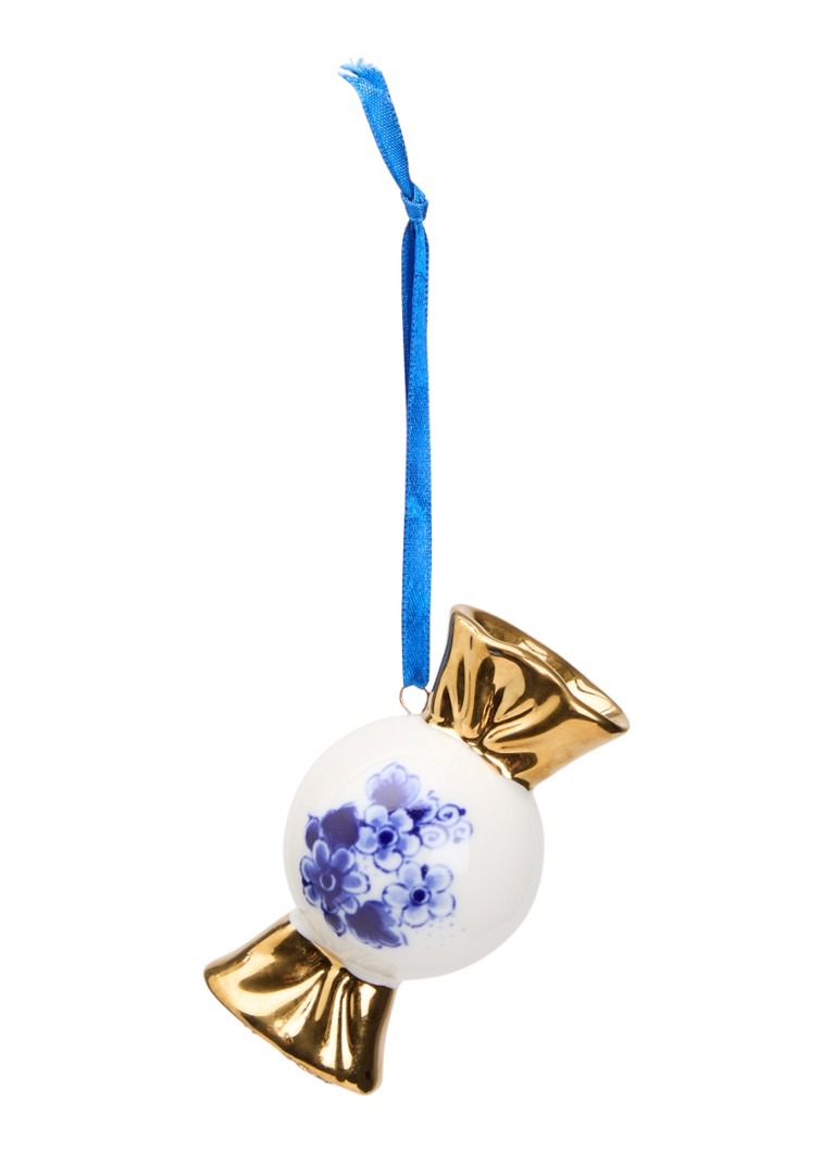 Heinen Delfts Blauw Snoepje kersthanger 7,5 cm Gebroken wit - Deal