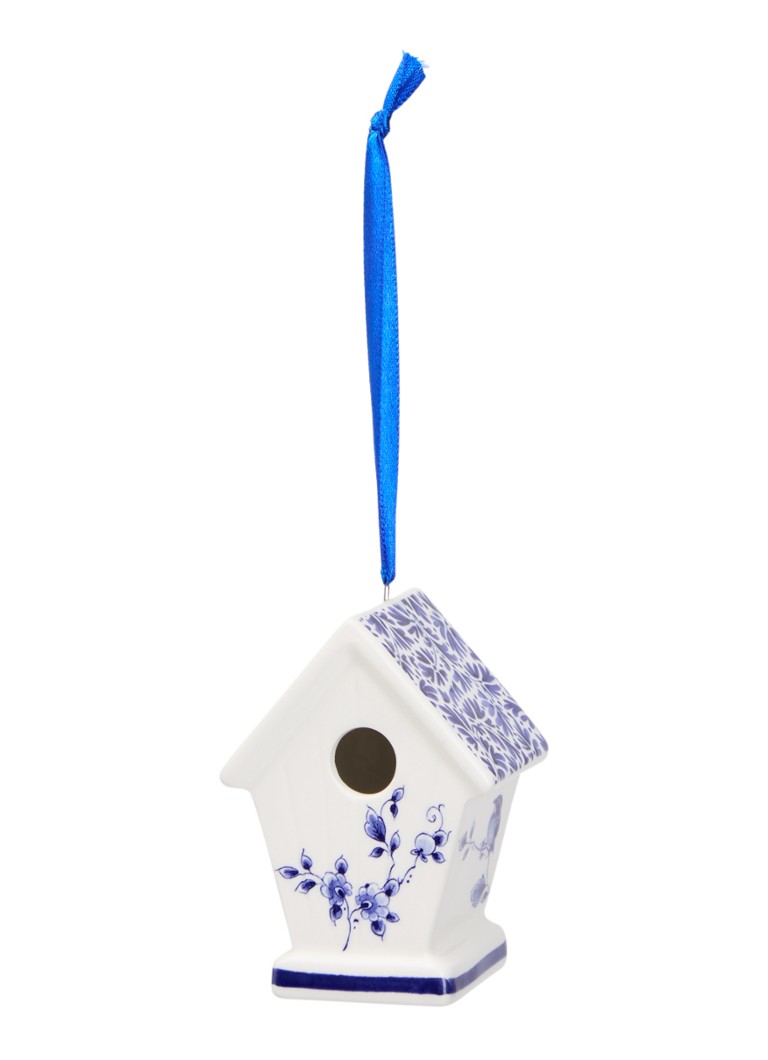 Heinen Delfts Blauw Vogelhuisje kersthanger 7,5 cm Gebroken wit - Deal