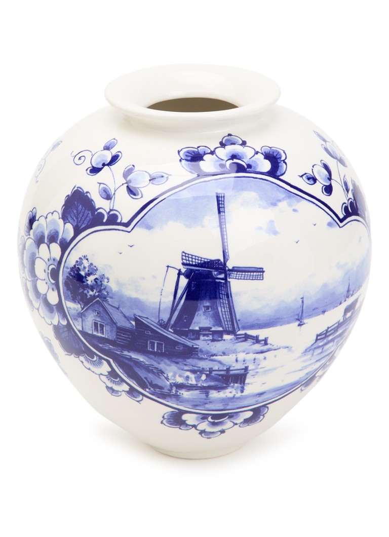 Heinen Delfts Blauw Molen vaas 20 cm Blauw - Deal