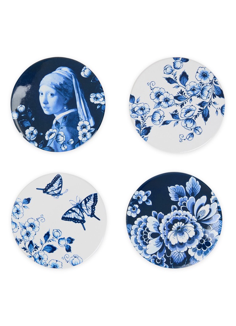 Heinen Delfts Blauw Dag & Nacht onderzetter set van 4 Blauw - Deal
