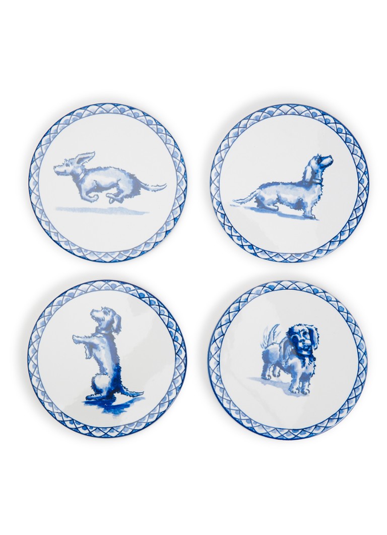 Heinen Delfts Blauw Teckel Nhaan onderzetter set van 4 Blauw - Deal