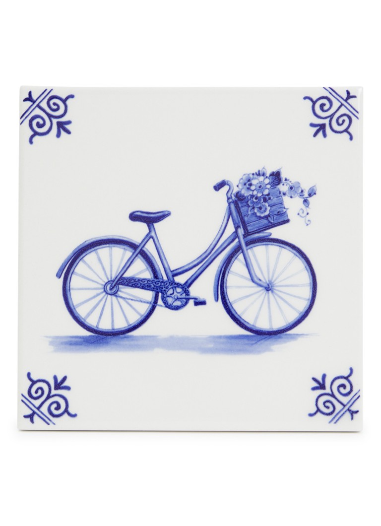 Heinen Delfts Blauw Fiets wandtegel 13 cm Blauw - Deal