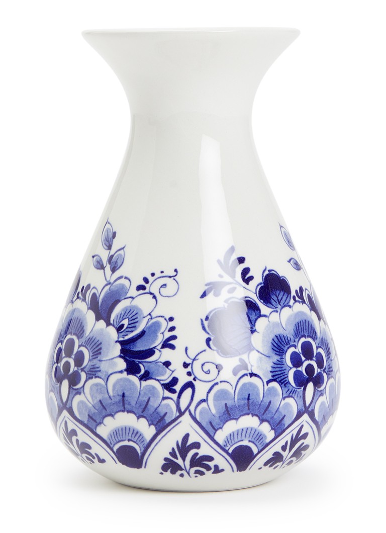 Heinen Delfts Blauw Bloem vaas 14 cm Blauw - Deal