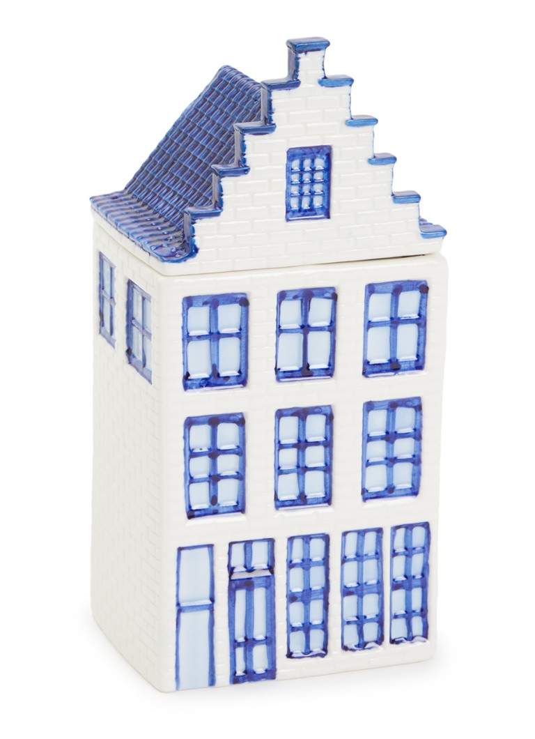 Heinen Delfts Blauw Grachtenpand voorraadpot 20 cm Blauw - Deal