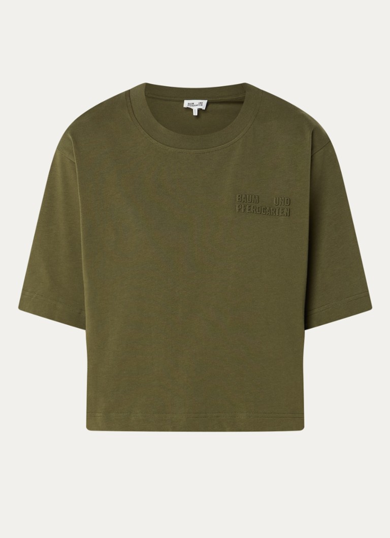 Baum und Pferdgarten Dames Jiana T-shirt met 3D logoprint in de kleur Donkergroen, maat: M