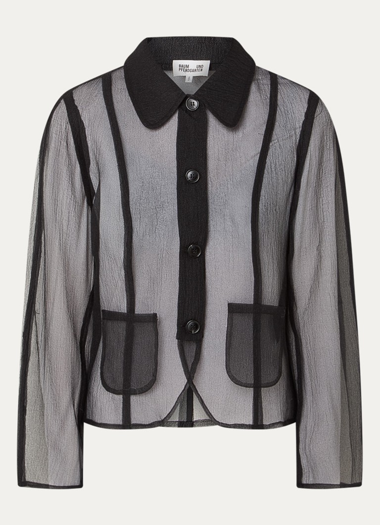 Baum und Pferdgarten Dames Belottie semi-transparante blouse met opgestikte zakken in de kleur Zwart, maat: 36