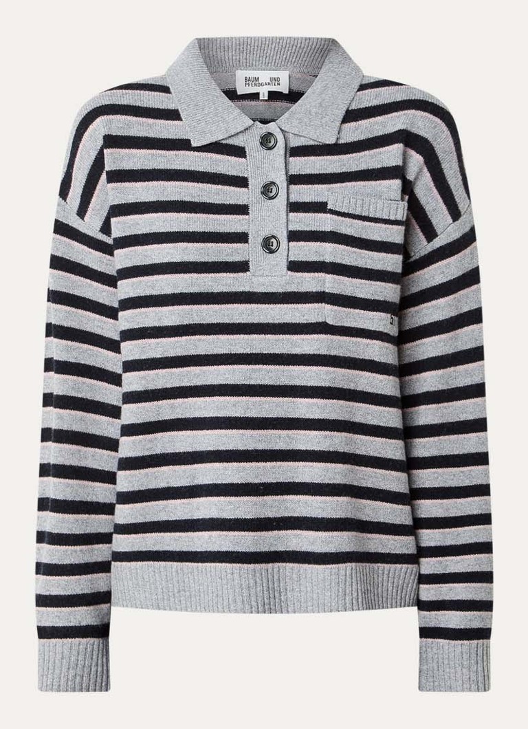 Baum und Pferdgarten Dames Cailey fijngebreid trui in merino wolblend met polokraag in de kleur Grijs, maat: M