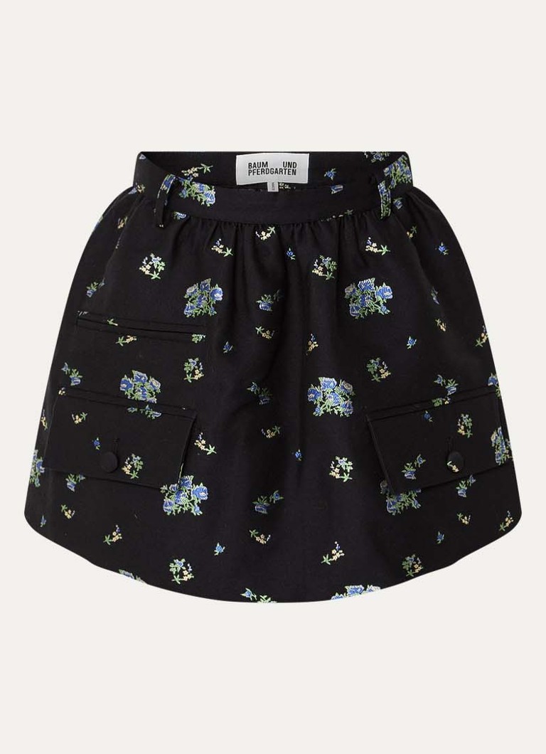 Baum und Pferdgarten Dames Samaya mini A-lijn rok met jacquard dessin in de kleur Zwart, maat: 34